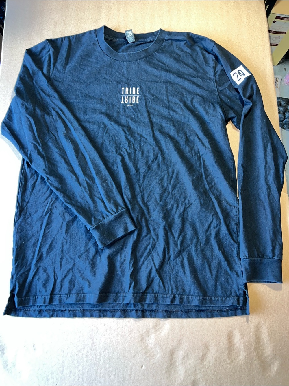ASOS Navy Long Sleeve Crewneck Tee with Chest Logo